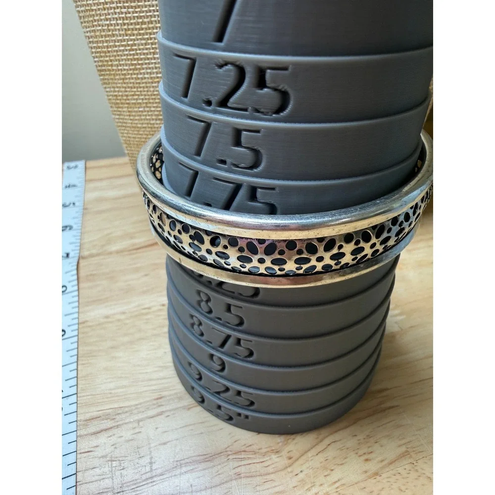 Silver Tone Perforated Cutout Metal Bangle Bracelet Retro Dark Academia Glam